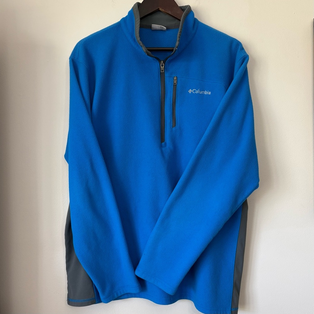 Columbia Lost Peak Half Zip Fleece Pullover Men's Size XL Blue Read